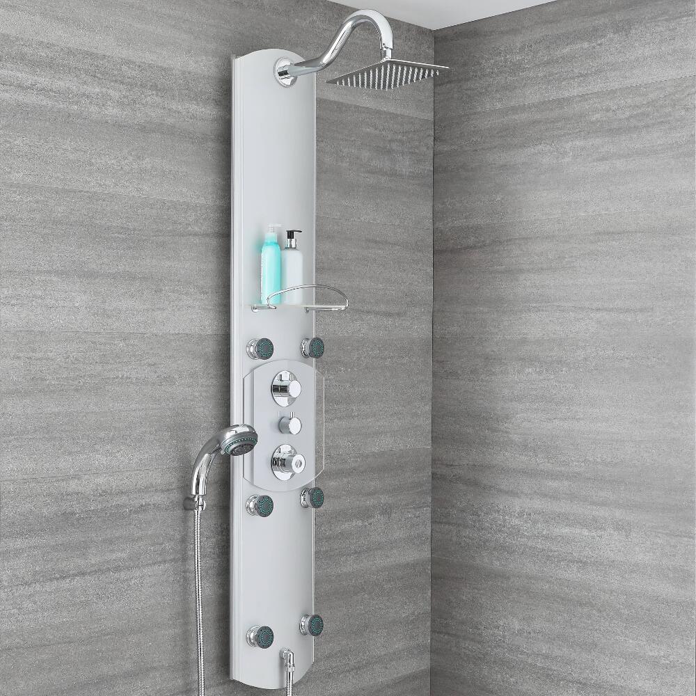 Thermostatisches Duschpaneel aus Aluminium auch zur Eckmontage - Cascade
