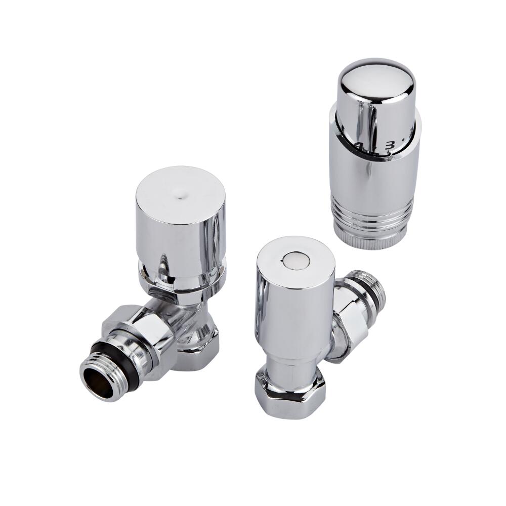 ½" Heizkörperwinkelventil Set Manuell & Thermostatisch Chrom