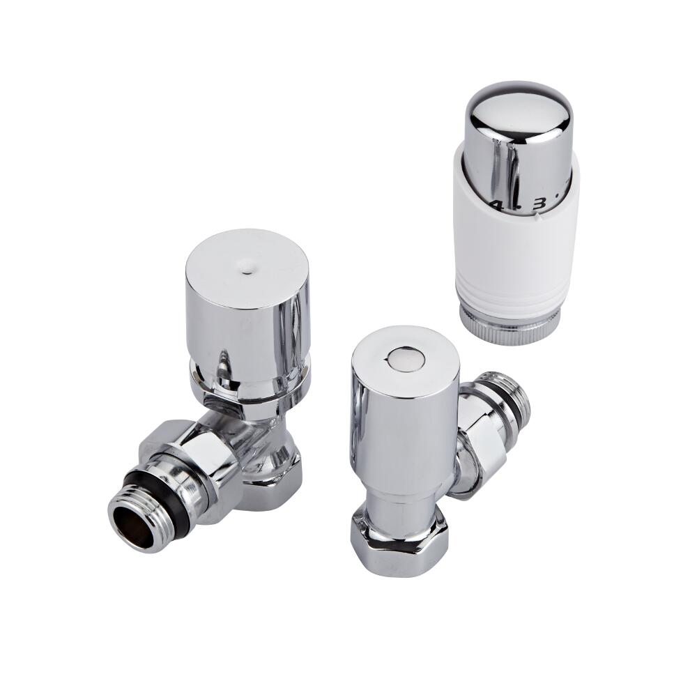 ½" Heizkörperwinkelventil Set Manuell & Thermostatisch Weiß