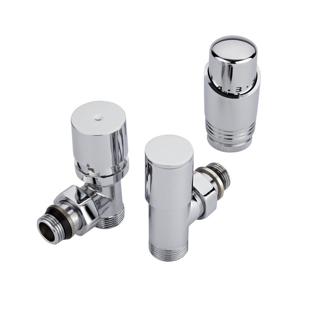 Hudson Reed thermostatisches Chrom 3/4 '' Außengewindeventil mit verchromten Griff wählbaren Adaptern