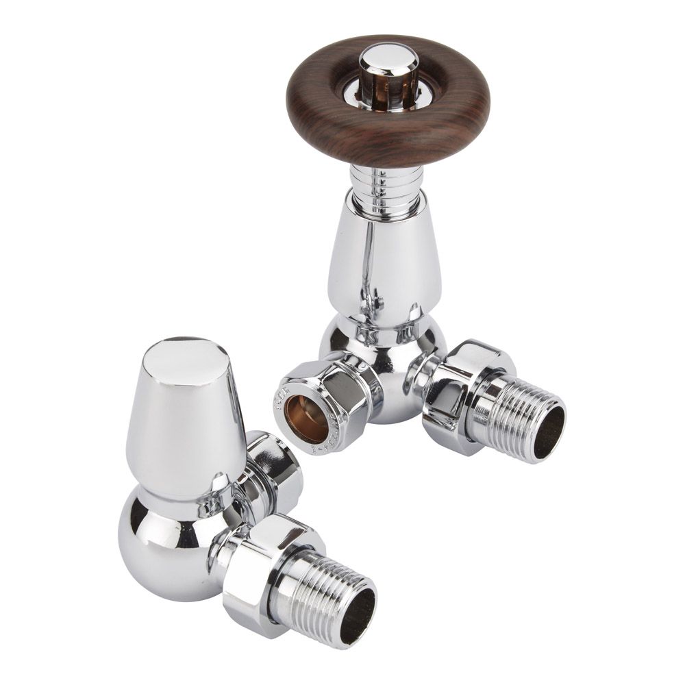 Eck-Thermostat-Heizkörperventil für 15mm Kupferrohre, Chrom - Regent
