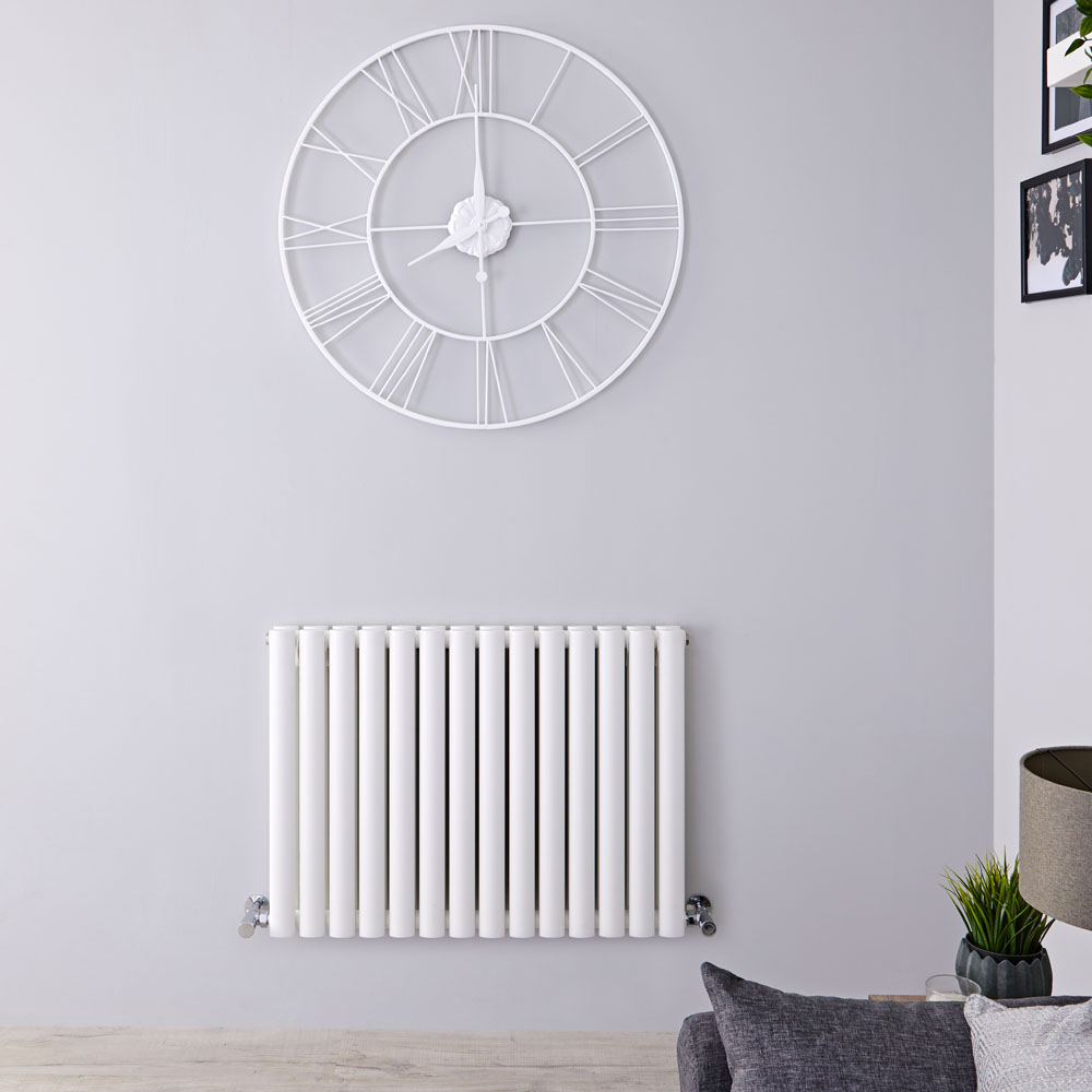 Design Heizkörper Horizontal Doppellagig Weiß 600mm x 834mm 1096W - Revive