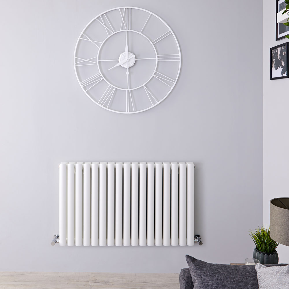 Design Heizkörper Horizontal Doppellagig Weiß 600mm x 1000mm 1331W - Revive