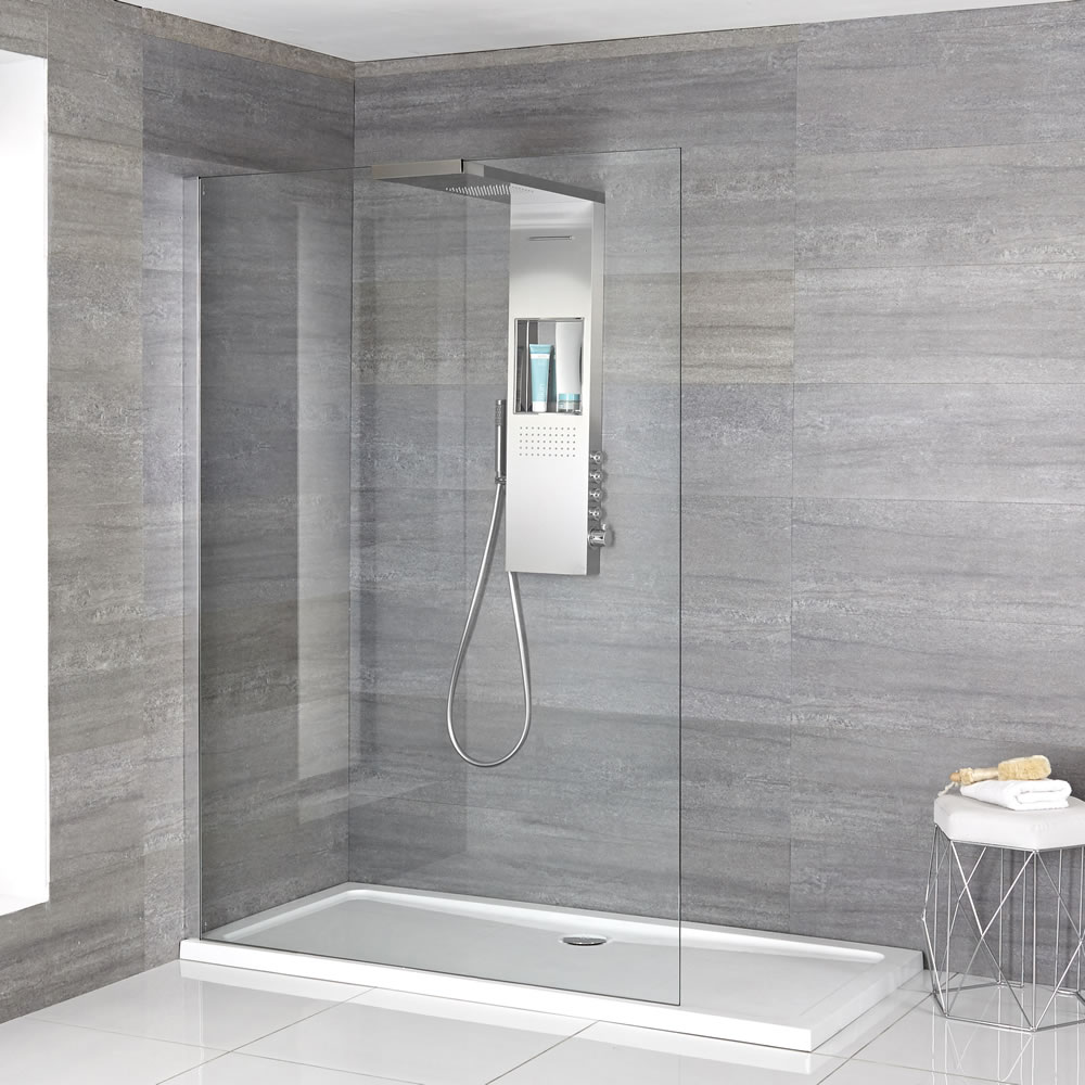 Iko - Komplette Walk-In Dusche mit Slim Line Duschwanne & glashaltendem Duschpaneel