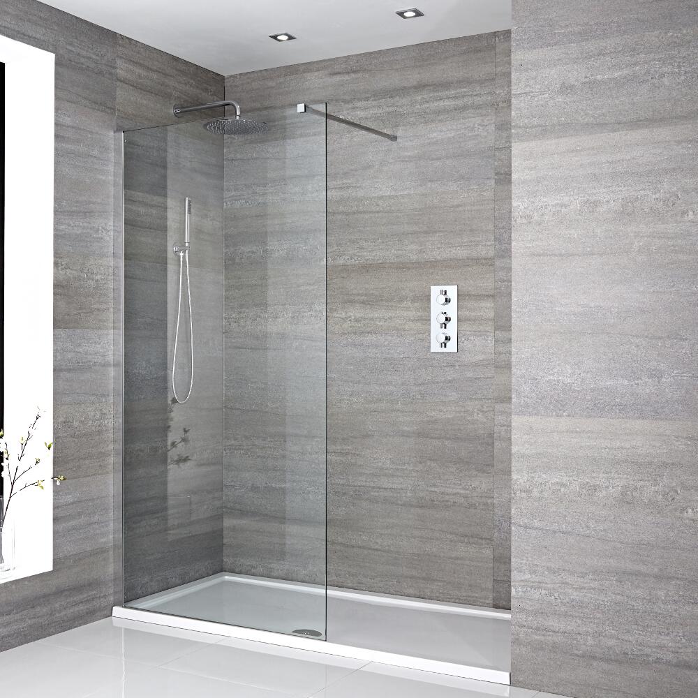 Walk-In Duschwand 1600mm x 700mm inkl. Duschtasse - Portland