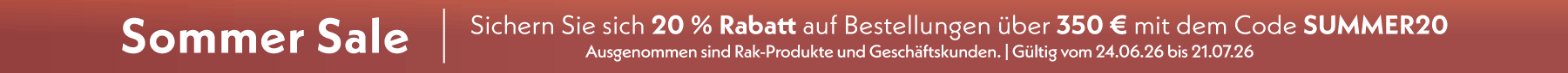  Sommer Sale | Sichern Sie sich 20 % Rabatt auf Bestellungen über 350 € mit dem Code SUMMER20 